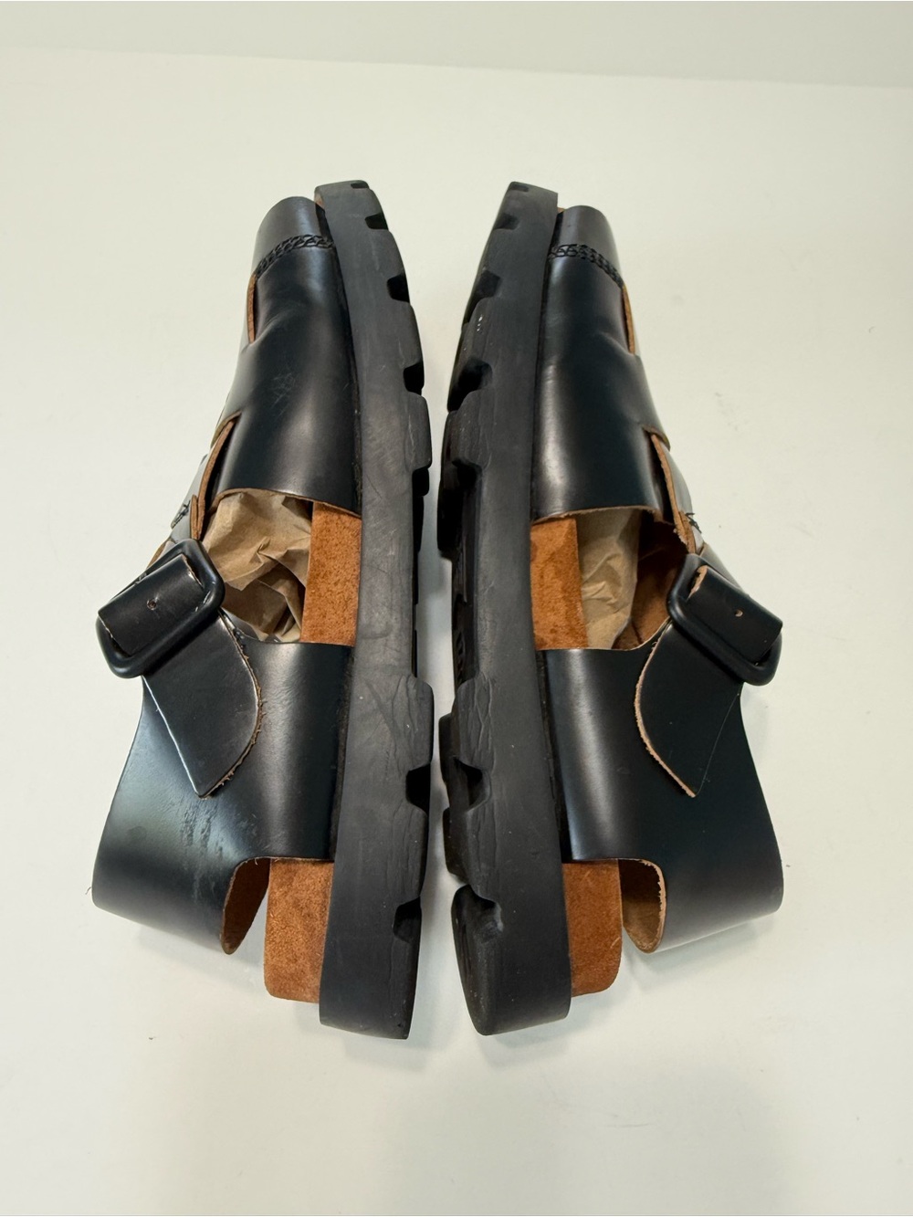 Camper Brutus Fisherman Black Leather Sandals Size 39 Lightweight Chunky - Picture 7 of 14